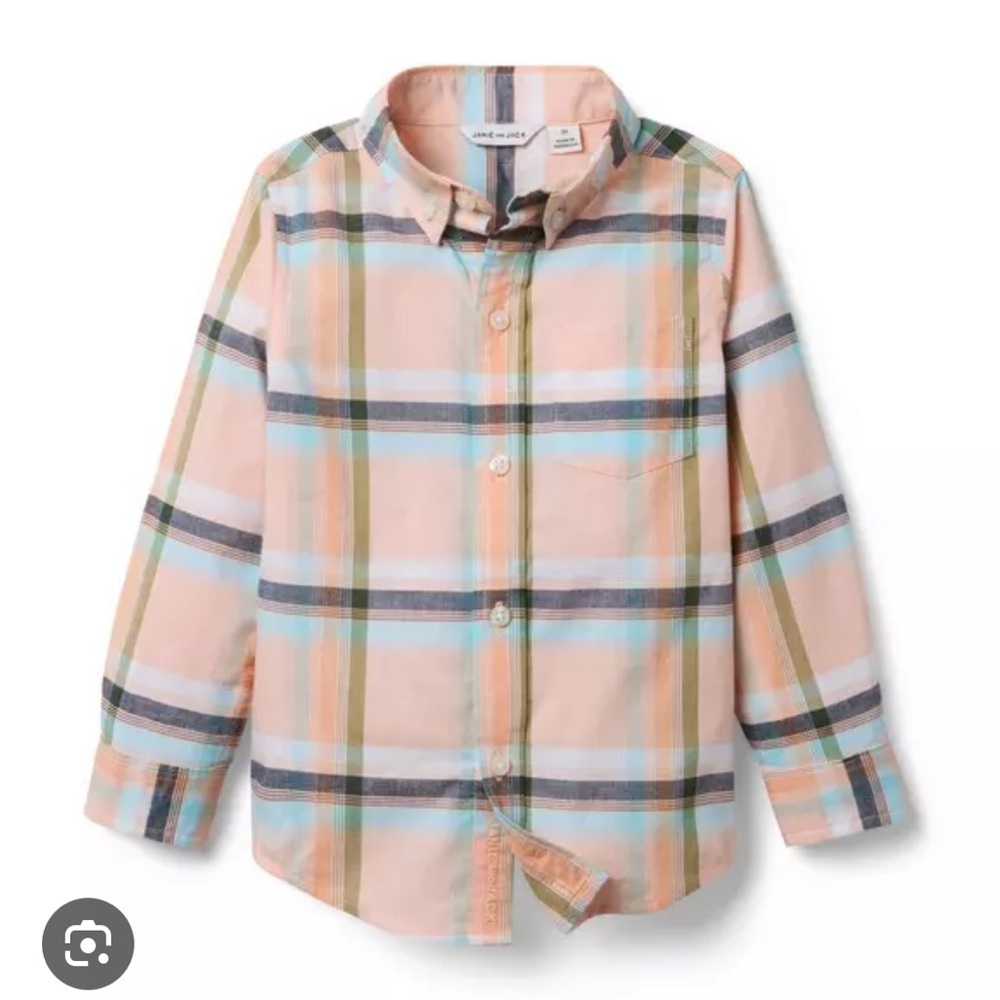 NWT- Janie and Jack Pastel Plaid Button Down Shirt
